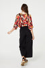 Orange | Printed Oversized Top with Necklace