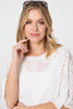 White | Embroidered 3/4 Sleeve Blouse
