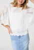White | Embroidered 3/4 Sleeve Blouse

