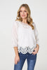 White | Lace Trim Sheer Layered Blouse
