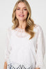 White | Lace Trim Sheer Layered Blouse
