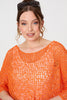 Orange | Crochet Knit Texture Batwing Sleeve Top

