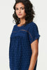 Navy | Lace Trim Short Sleeve Button Back Blouse
