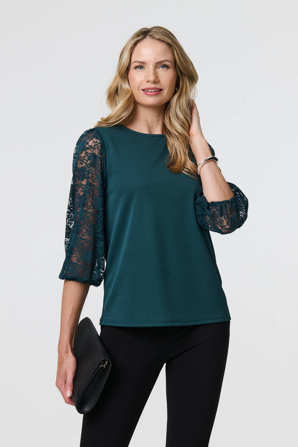 Floral Lace 3/4 Sleeve Blouse