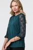 Green | Floral Lace 3/4 Sleeve Blouse
