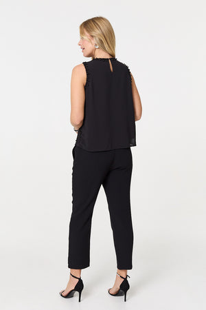 Black | Sequin Embellished Sleeveless Top
