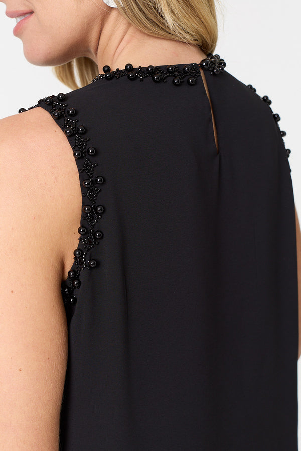 Black | Sequin Embellished Sleeveless Top
