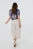 Blue | Leaf Print Bardot Puff Sleeve Crop Top
