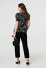 Black | Printed Short Puff Sleeve Blouse
