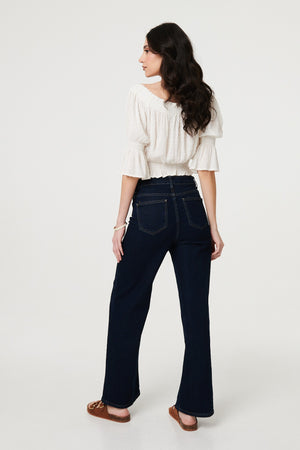 White | Textured Bardot Ruched Crop Top
