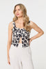 Black | Floral Sleeveless Split Front Crop Top
