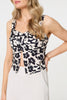 Black | Floral Sleeveless Split Front Crop Top
