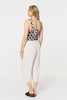 Black | Floral Sleeveless Split Front Crop Top
