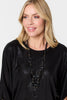 Black | Metallic 3/4 Batwing Sleeve Top
