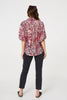 Red | Animal Print Puff Sleeve Shirt 
