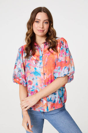 Orange | Abstract Print 1/2 Sleeve Shirt
