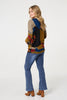 Red | Abstract Long Sleeve Relaxed Knit Top
