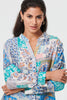 Blue | Patchwork Print Longline Tunic Shirt 
