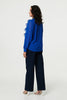Blue | Ruffled Long Sleeve Semi Sheer Blouse
