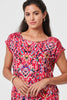 Red | Printed Lace Trim Cap Sleeve Blouse
