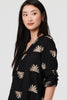 Black | Embroidered Pleat 3/4 Sleeve Blouse
