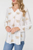 White | Embroidered Pleat 3/4 Sleeve Blouse
