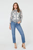 Grey | Leaf Embroidered Semi Sheer Lace Shirt

