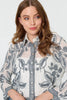 Grey | Leaf Embroidered Semi Sheer Lace Shirt

