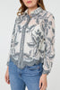 Grey | Leaf Embroidered Semi Sheer Lace Shirt

