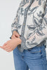 Grey | Leaf Embroidered Semi Sheer Lace Shirt
