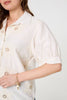Cream | Floral Embroidered Puff Sleeve Blouse
