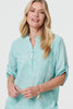 Green | Broderie Anglaise Button Front Blouse
