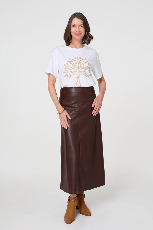 Gold | Sparkly Graphic Print Short Sleeve Top
