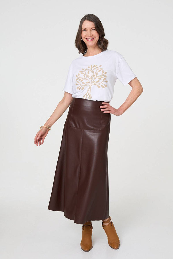 Gold | Sparkly Graphic Print Short Sleeve Top
