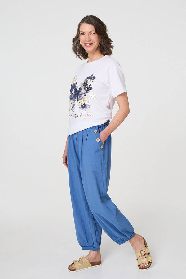Navy | Butterfly Print Short Sleeve T-Shirt
