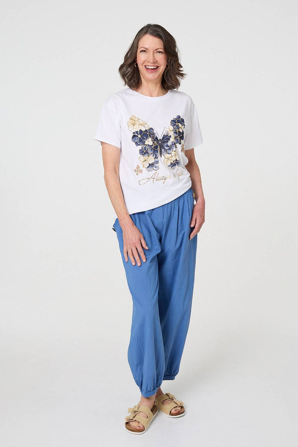 Navy | Butterfly Print Short Sleeve T-Shirt

