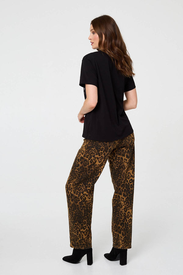 Black | Graphic Print Metallic Detail T-Shirt