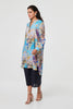 Blue | Floral Long Sleeve Longline Tunic Shirt

