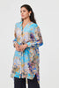 Blue | Floral Long Sleeve Longline Tunic Shirt
