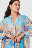 Blue | Floral Long Sleeve Longline Tunic Shirt
