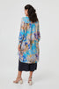 Blue | Floral Long Sleeve Longline Tunic Shirt
