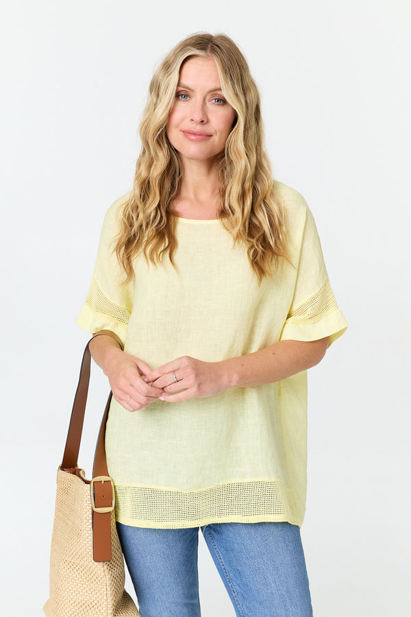Yellow | Textured 1/2 Sleeve Relaxed Top