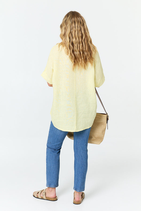Yellow | Textured 1/2 Sleeve Relaxed Top