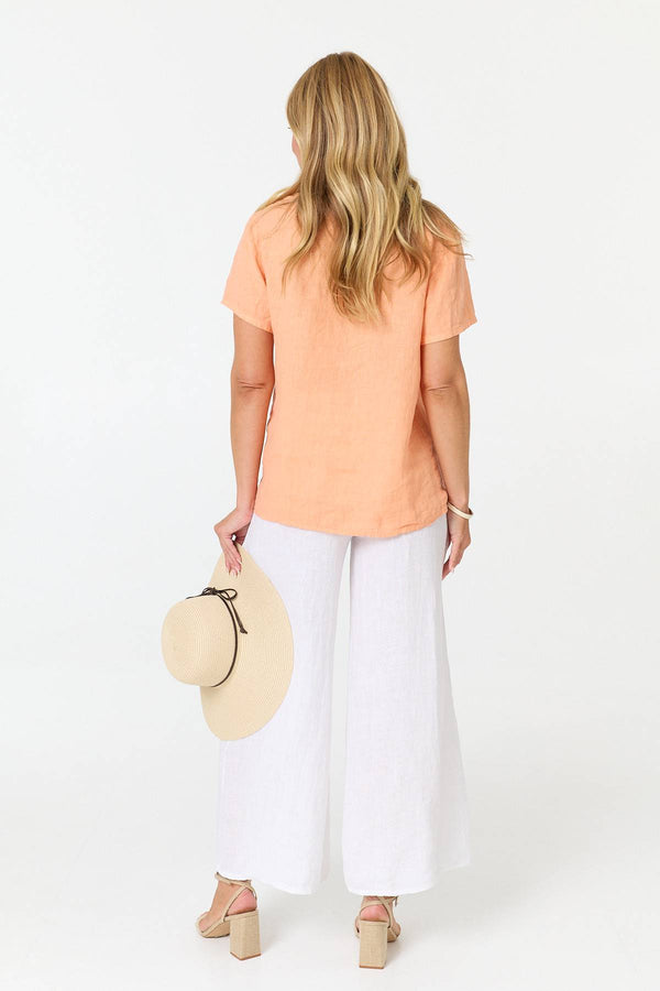 Pink | Lace Trim Relaxed Short Sleeve Top
