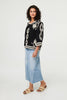 Black | Floral Embroidered 3/4 Sleeve Blouse
