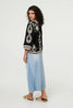 Black | Floral Embroidered 3/4 Sleeve Blouse

