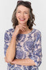 Blue | Baroque Print 3/4 Sleeve Relaxed Blouse
