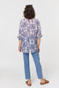 Blue | Baroque Print 3/4 Sleeve Relaxed Blouse
