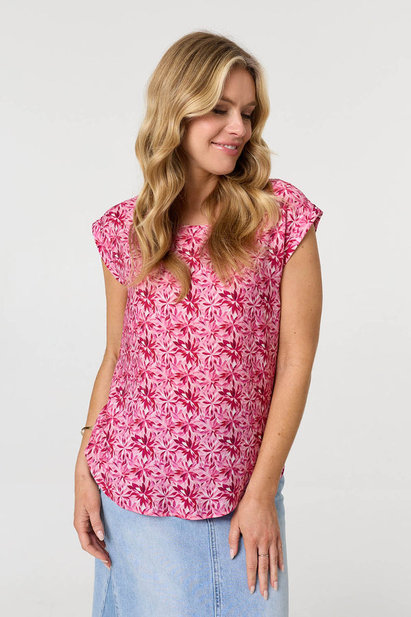 Pink | Floral Cap Sleeve Slim Top