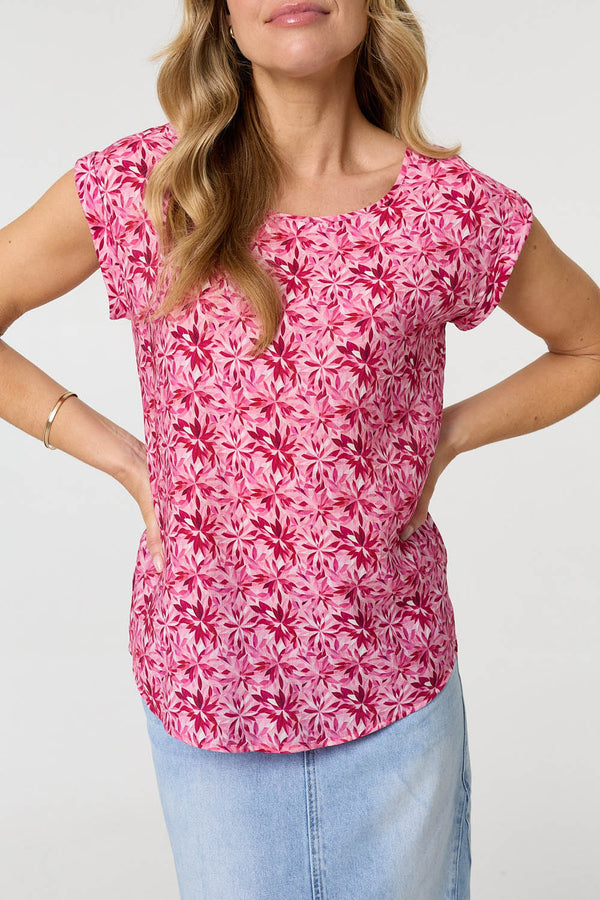 Pink | Floral Cap Sleeve Slim Top